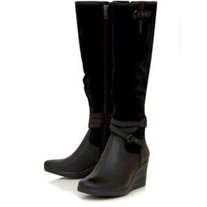 UGG Lesley Waterproof Suede Tall Wedge Boot in Black Size 9